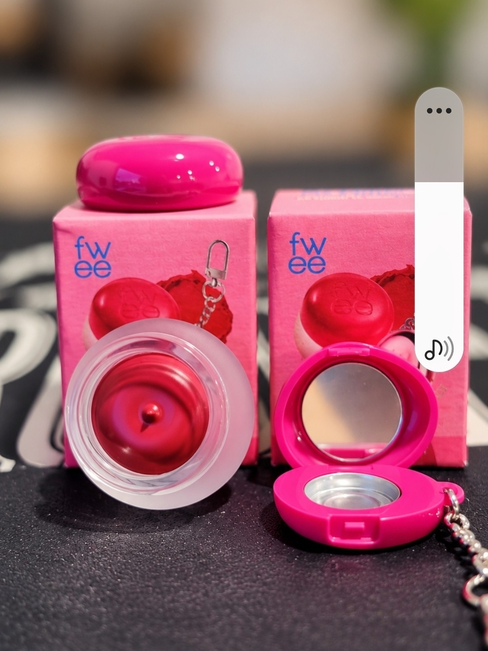Fw Ee Pink Portable Lip Balm Case with Mirror and Keychain